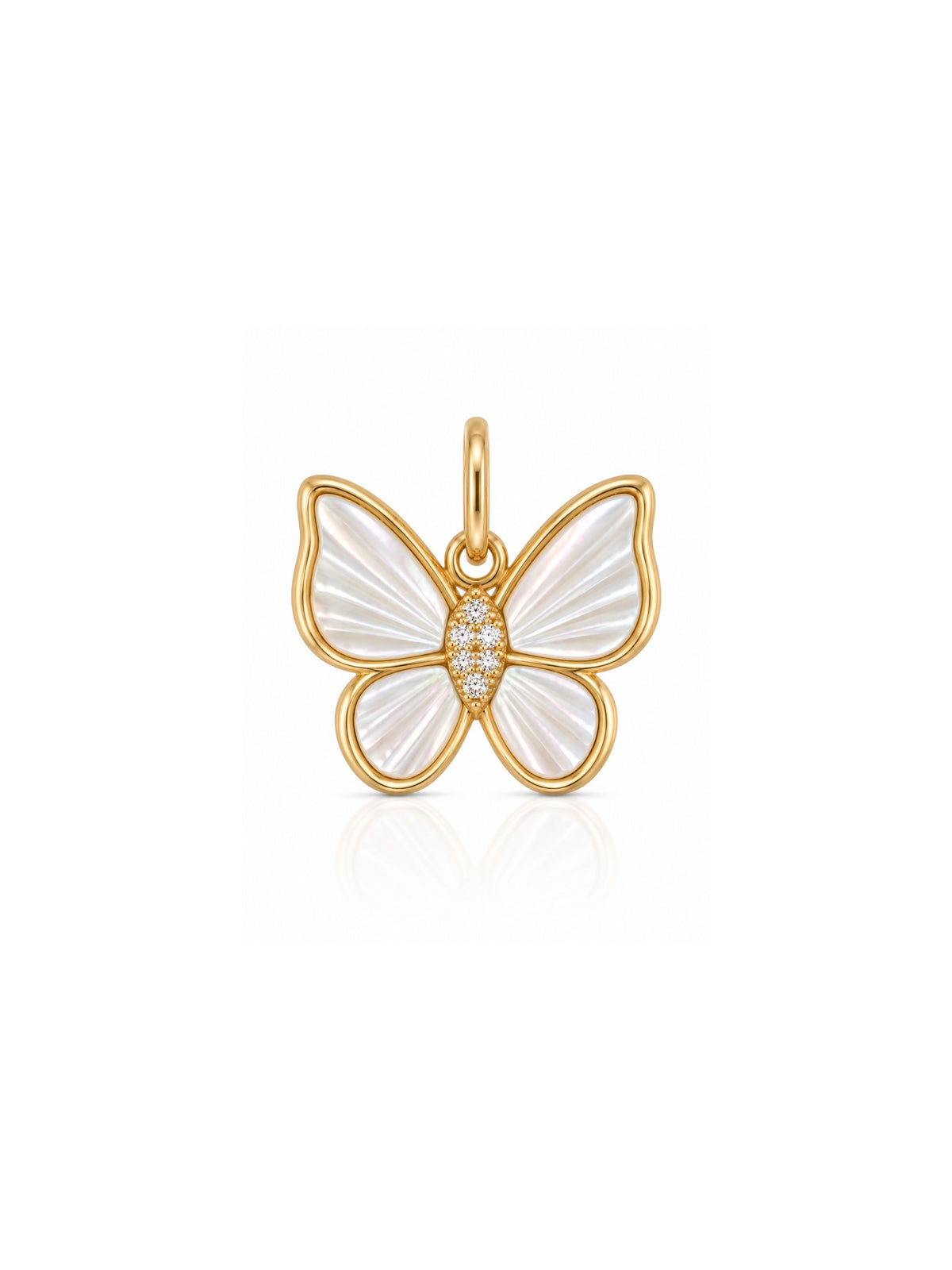 Maggie Mother of Pearl Butterfly Charm 14K