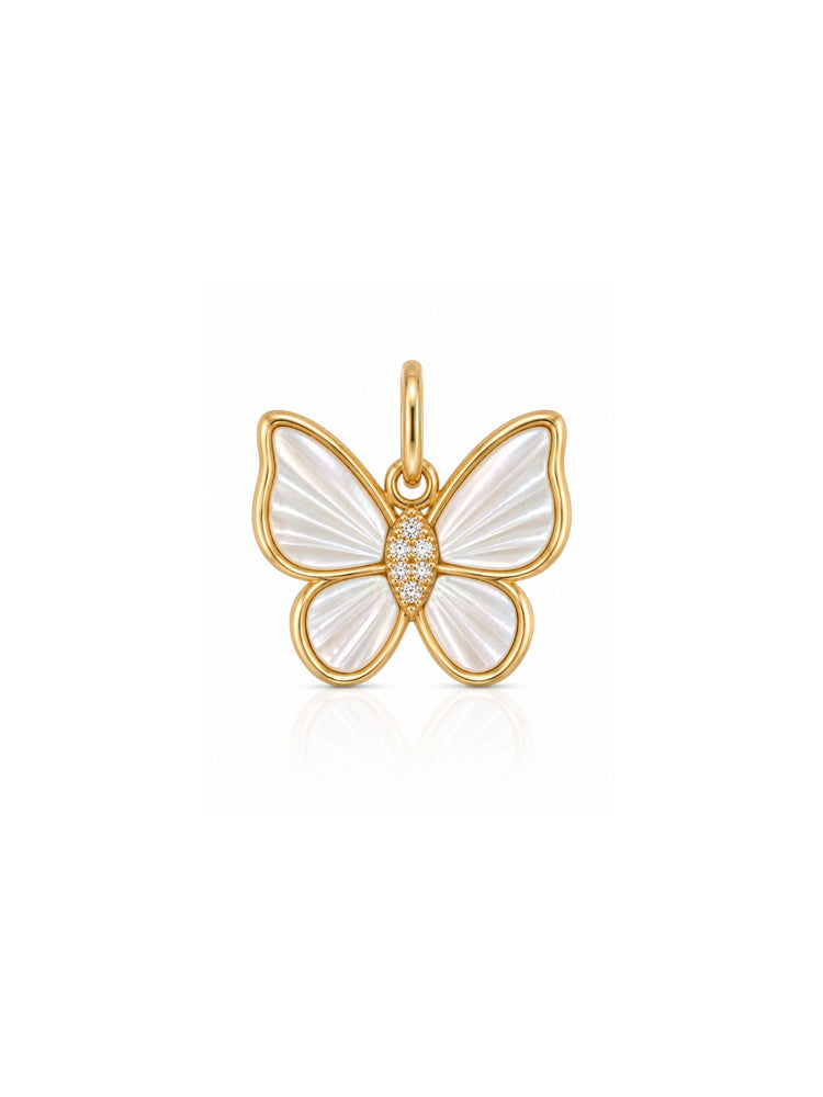 Maggie Mother of Pearl Butterfly Charm 14K