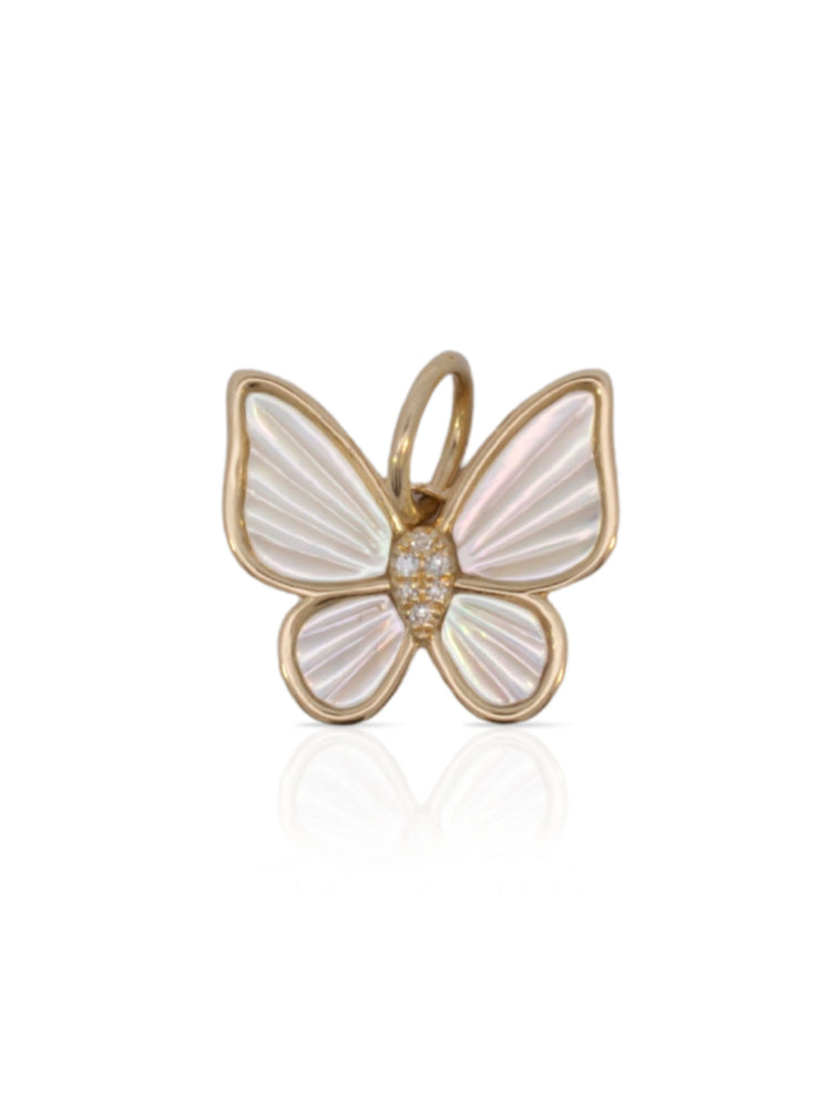 Maggie Mother of Pearl Butterfly Charm 14K
