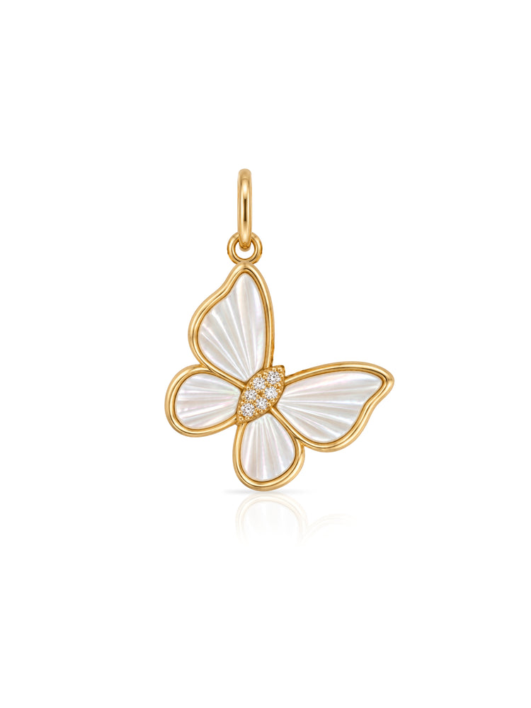 Maggie Mother of Pearl Butterfly Charm 14K