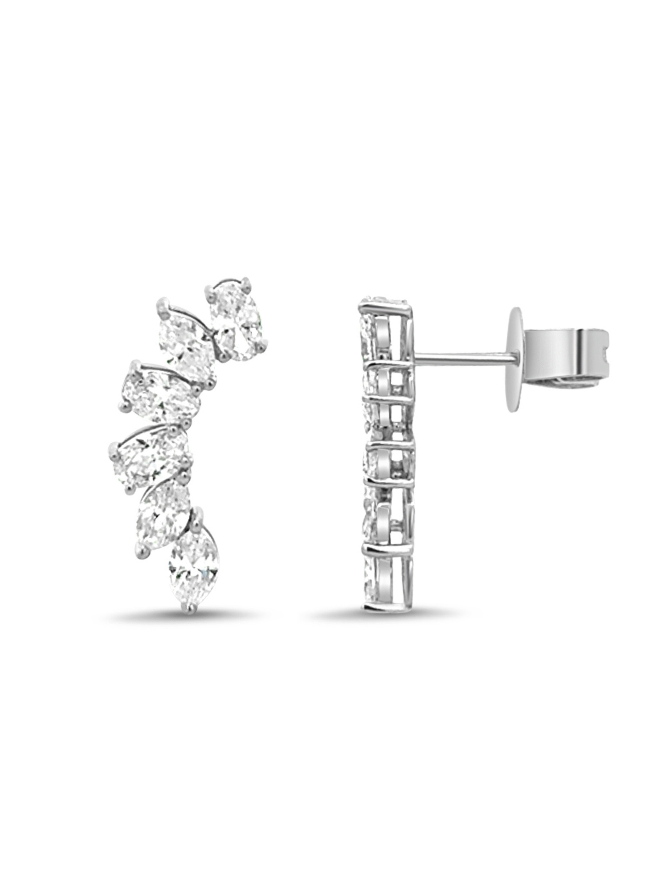 Juliette Diamond Climber Stud Earrings 18K