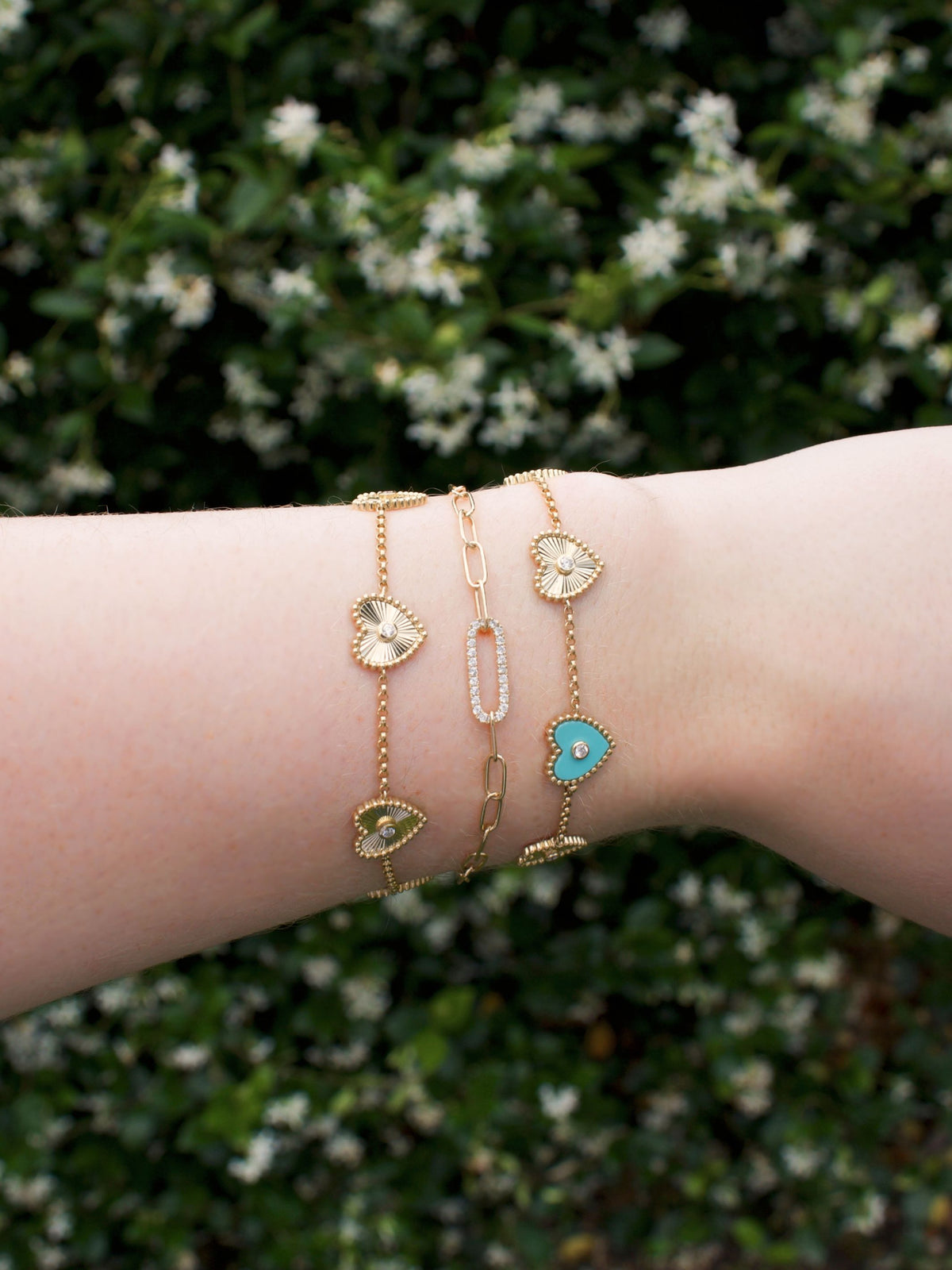 Maya Turquoise Heart Bracelet 14K