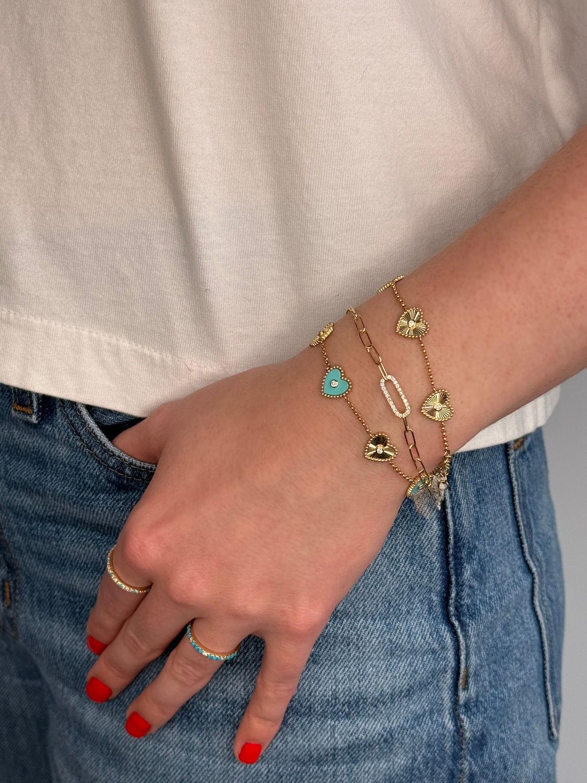Maya Turquoise Heart Bracelet 14K