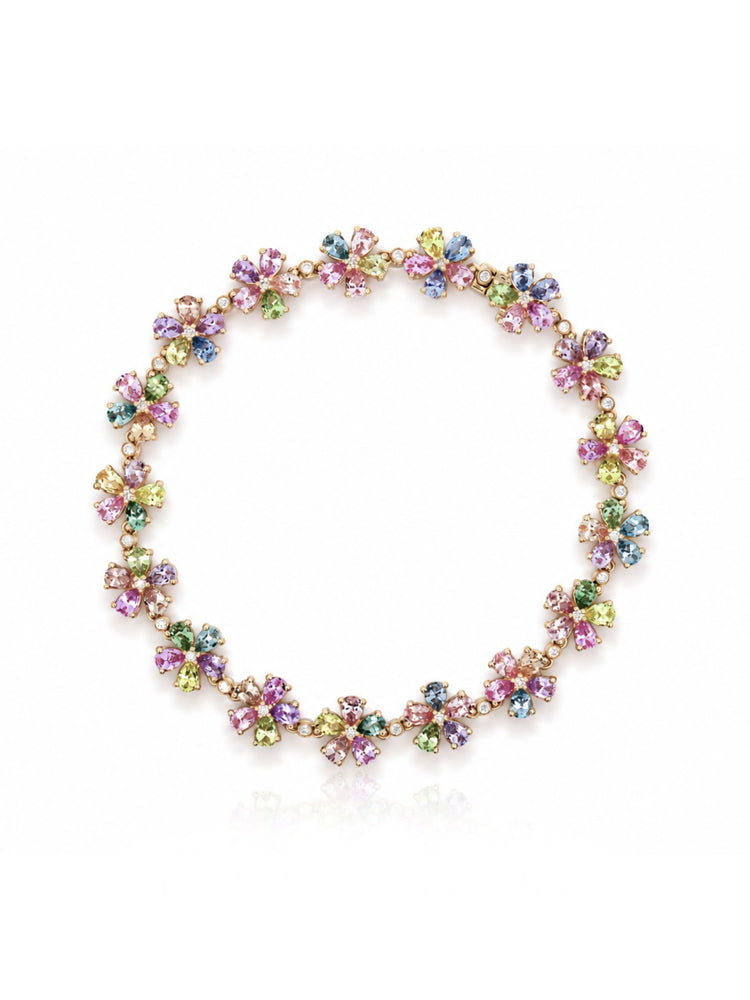 Meadow Flower Sapphire Tennis Bracelet 14K