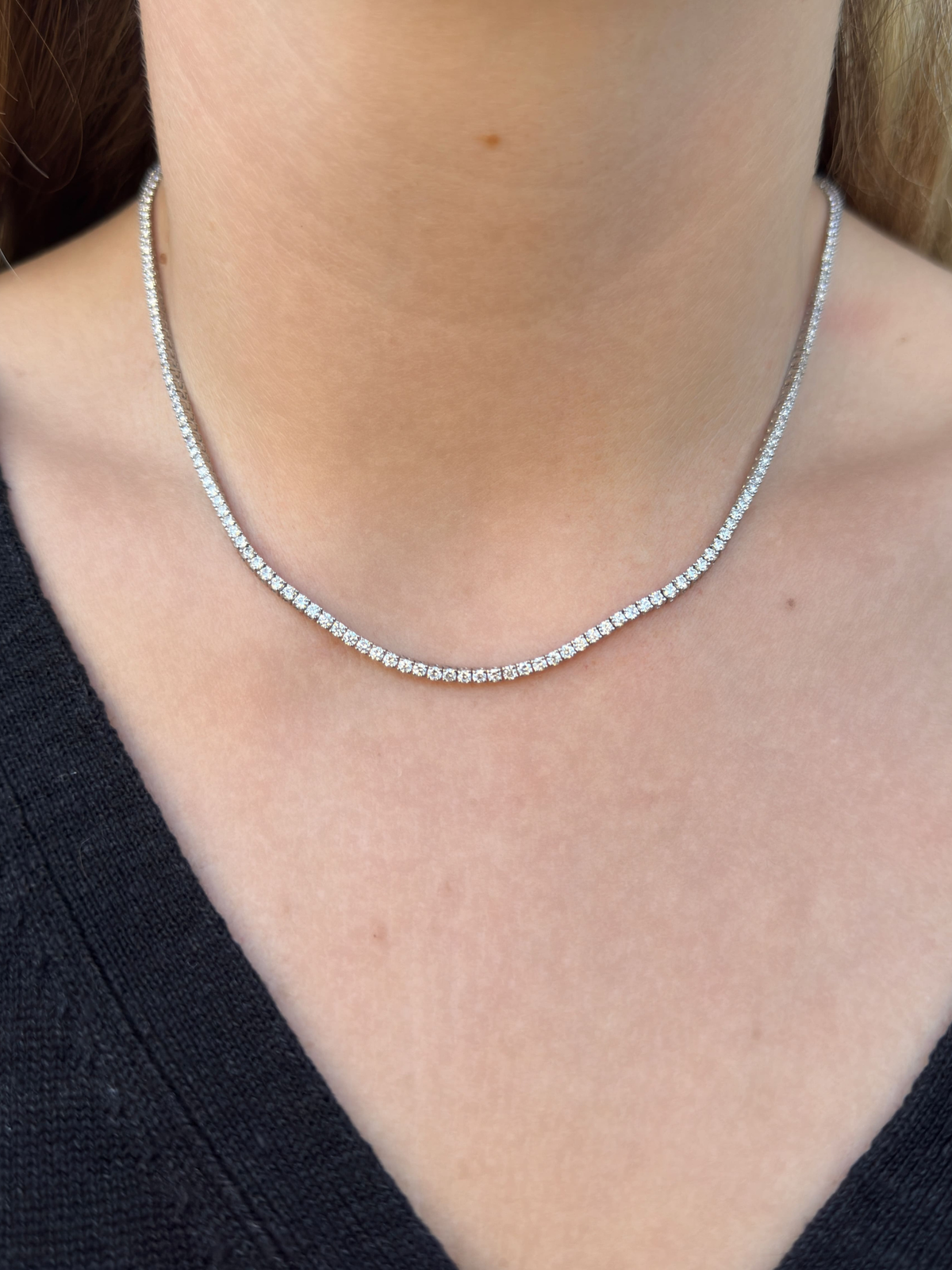 Lab Grown Tennis Necklace 14K