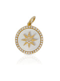 Image of: Mia Mother of Pearl and Diamond Compass Charm 14K