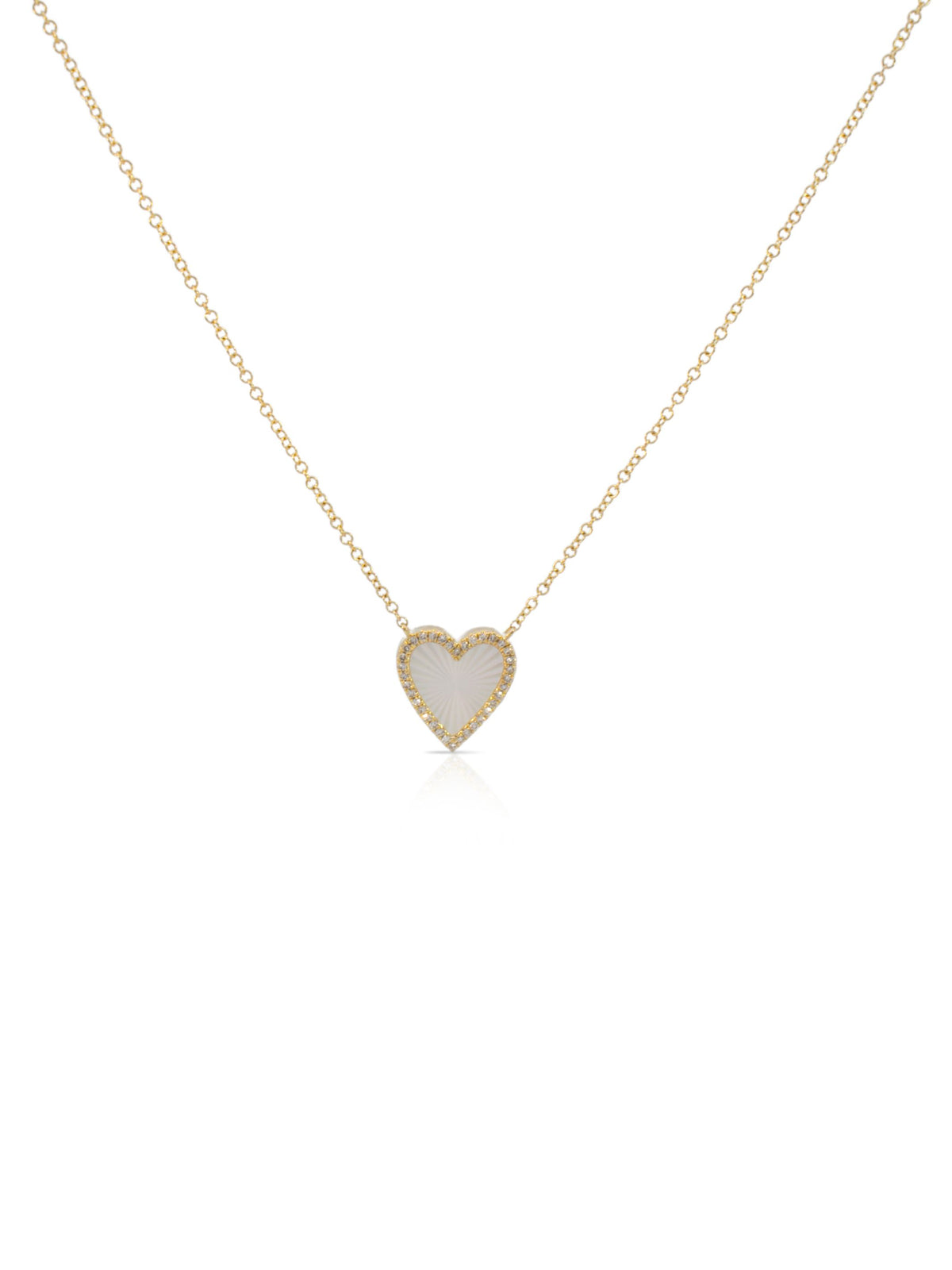 Miley Mother of Pearl and Diamond Heart Necklace 14K