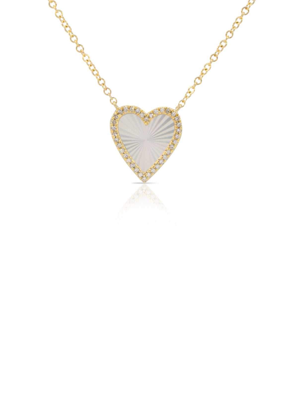 Miley Mother of Pearl and Diamond Heart Necklace 14K