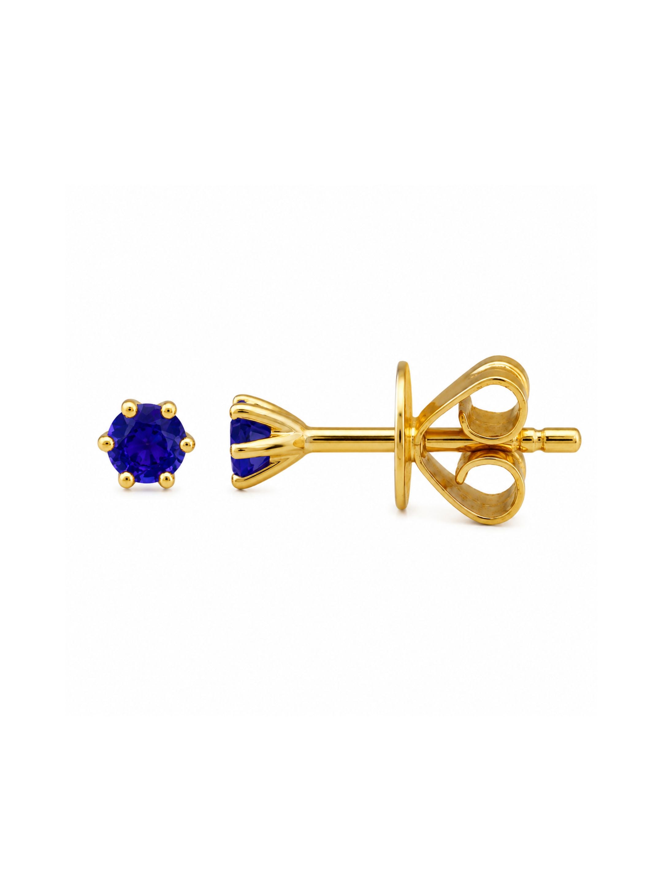 Mini Blue Sapphire Stud Earring 14K