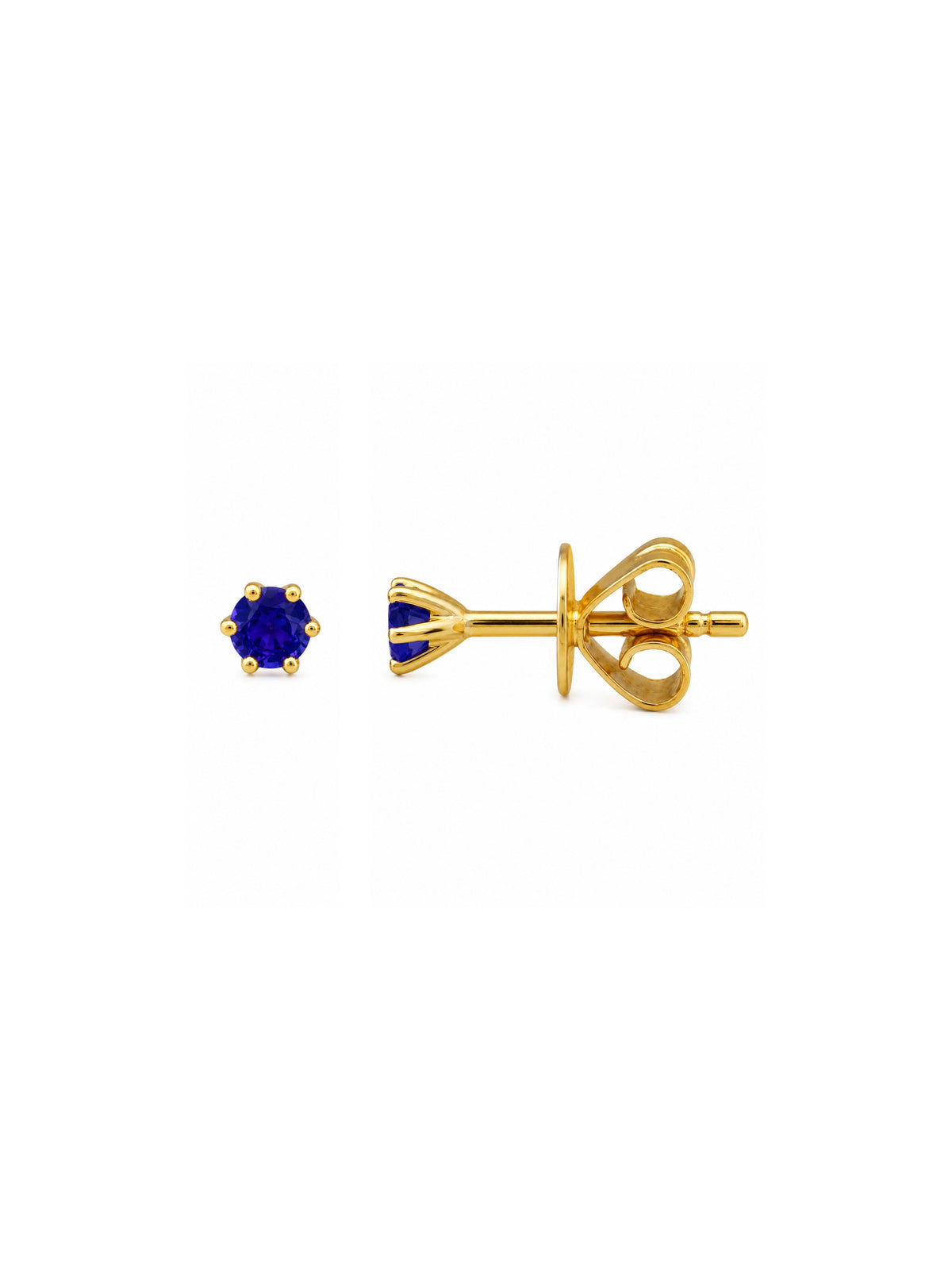 Mini Blue Sapphire Stud Earring 14K