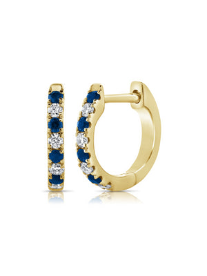 Gracie Huggie Earrings - Blue Sapphire 14K