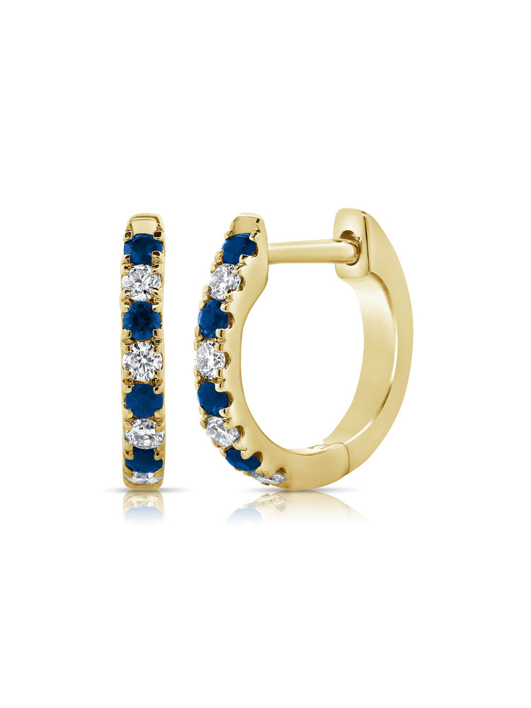 Gracie Huggie Earrings - Blue Sapphire 14K