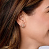 Bezel Cross Huggie Earrings 14K