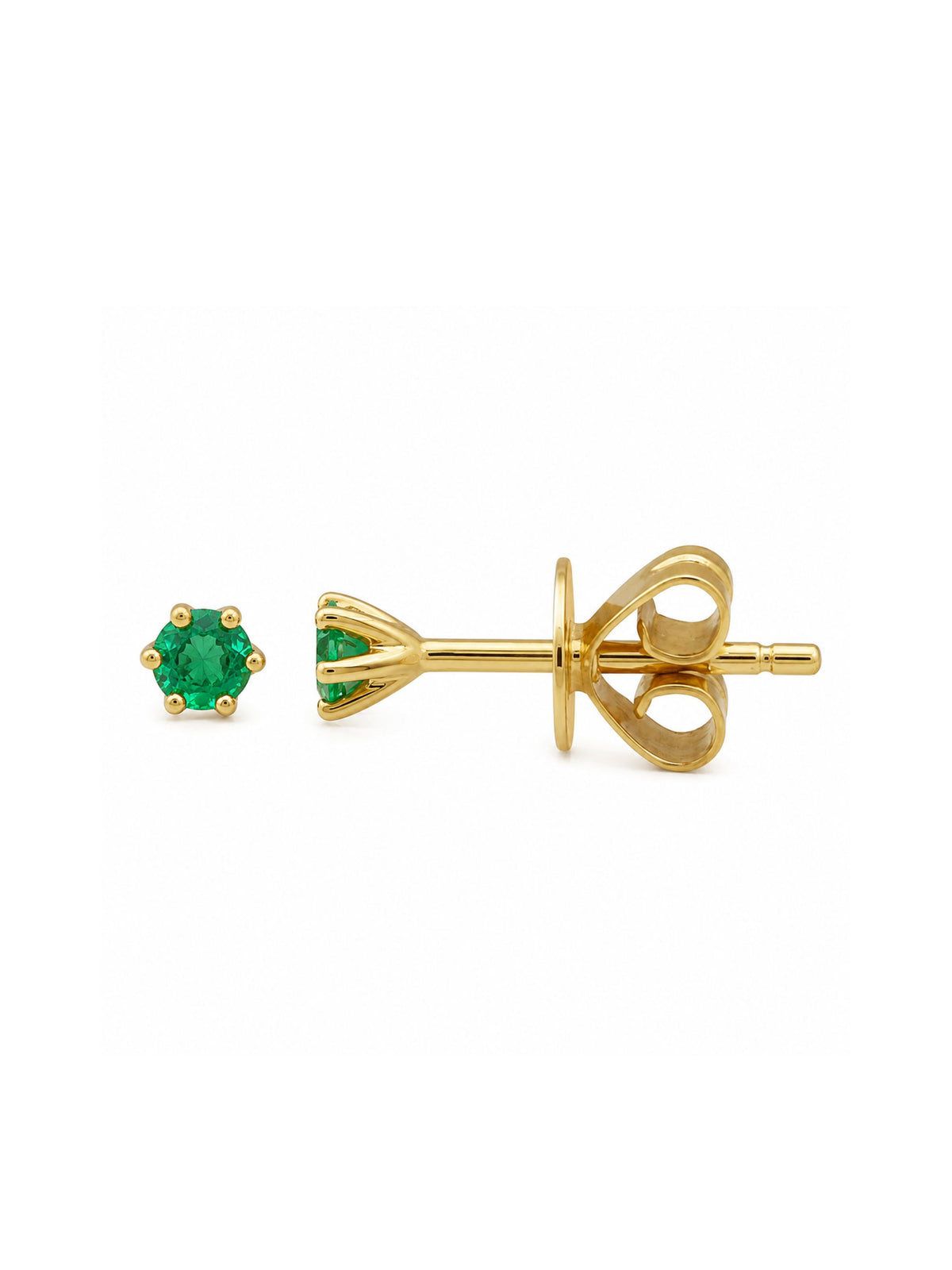 Mini Emerald Stud Earring 14K