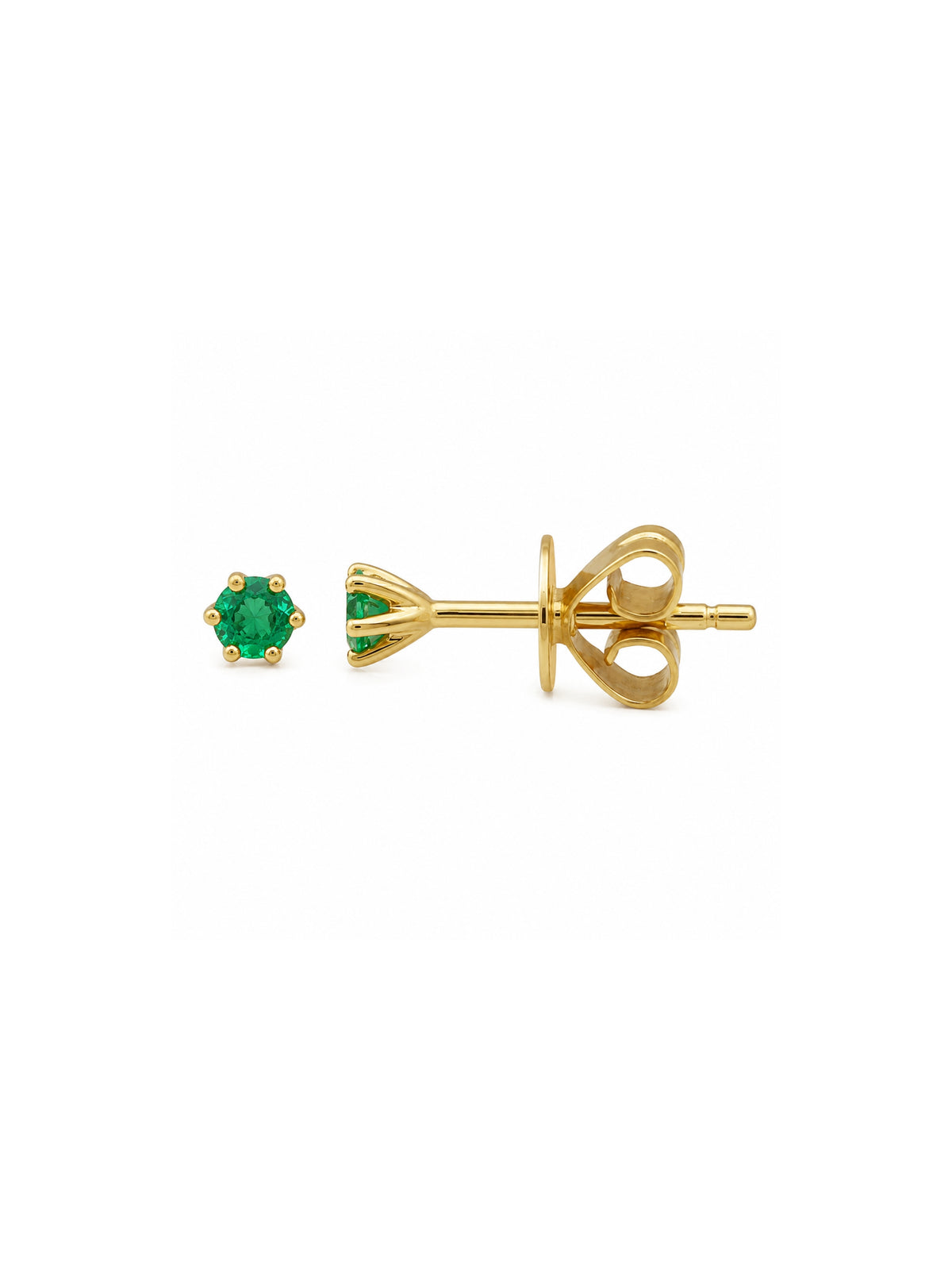 Mini Emerald Stud Earring 14K