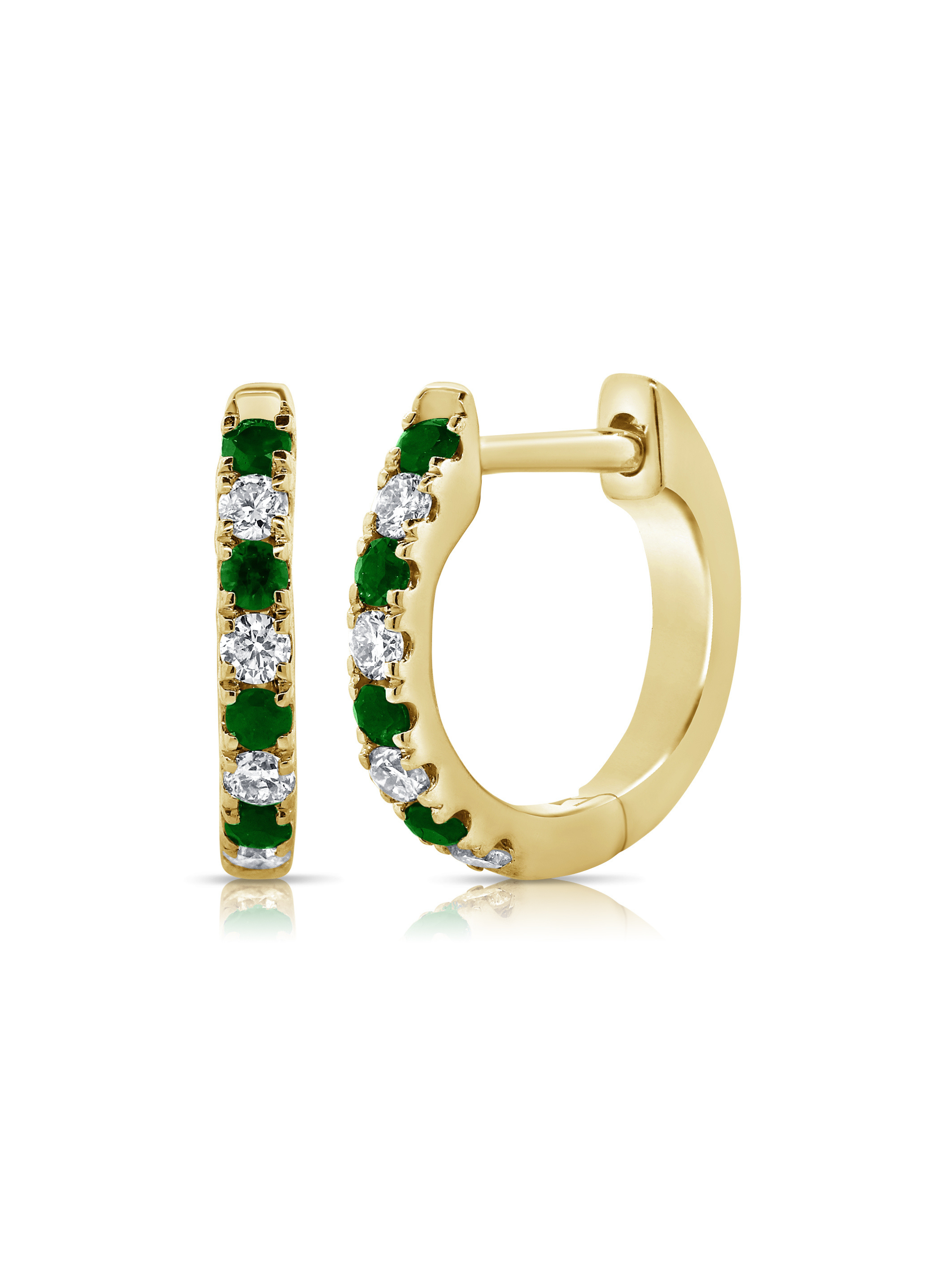Gracie Huggie Earrings - Emerald 14K