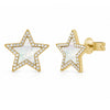 Mother of Pearl and Diamond Star Earrings 14K
