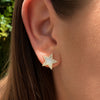 Mother of Pearl and Diamond Star Earrings 14K