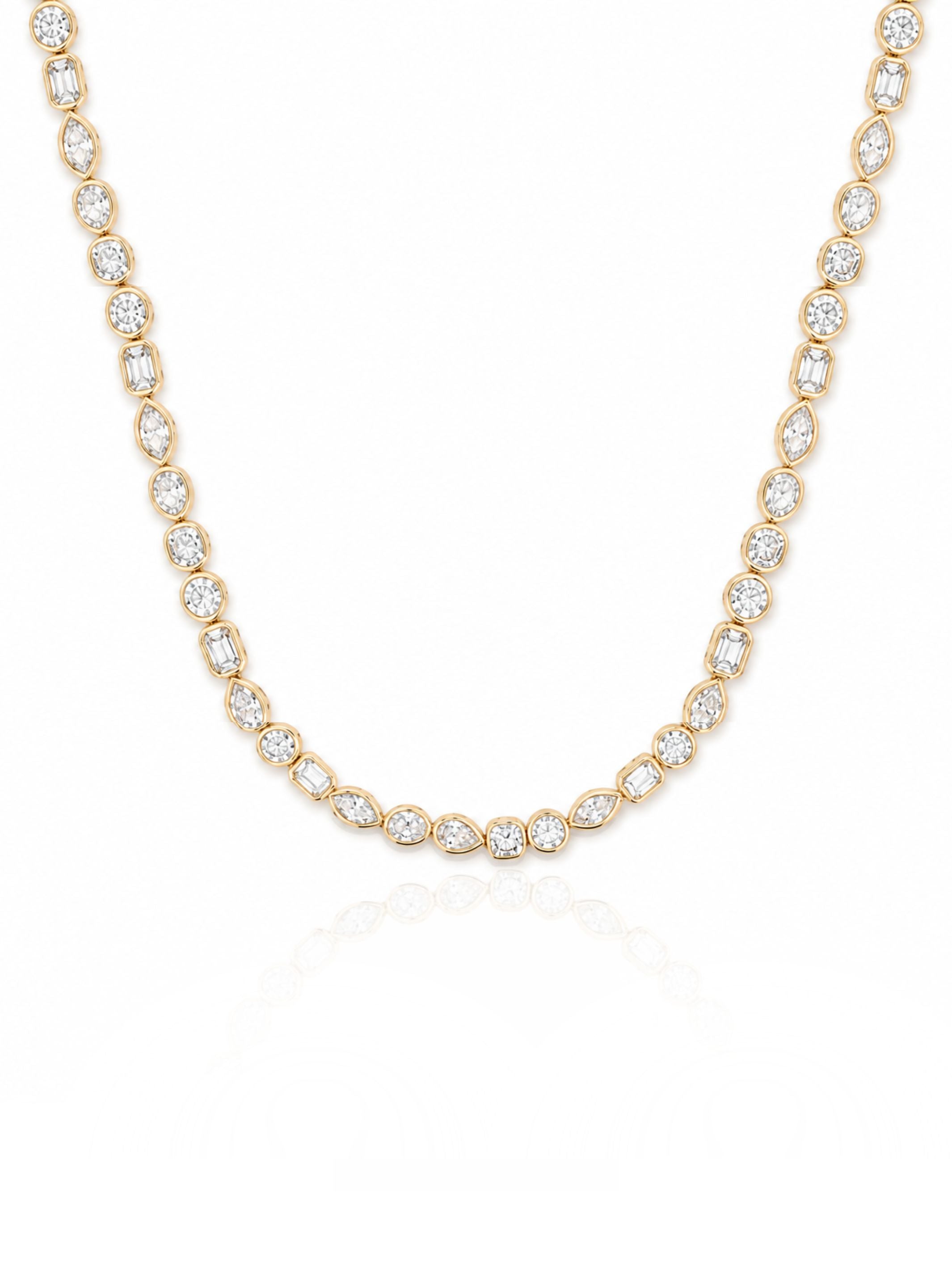 Multishape Bezel Lab Diamond Tennis Necklace 14K