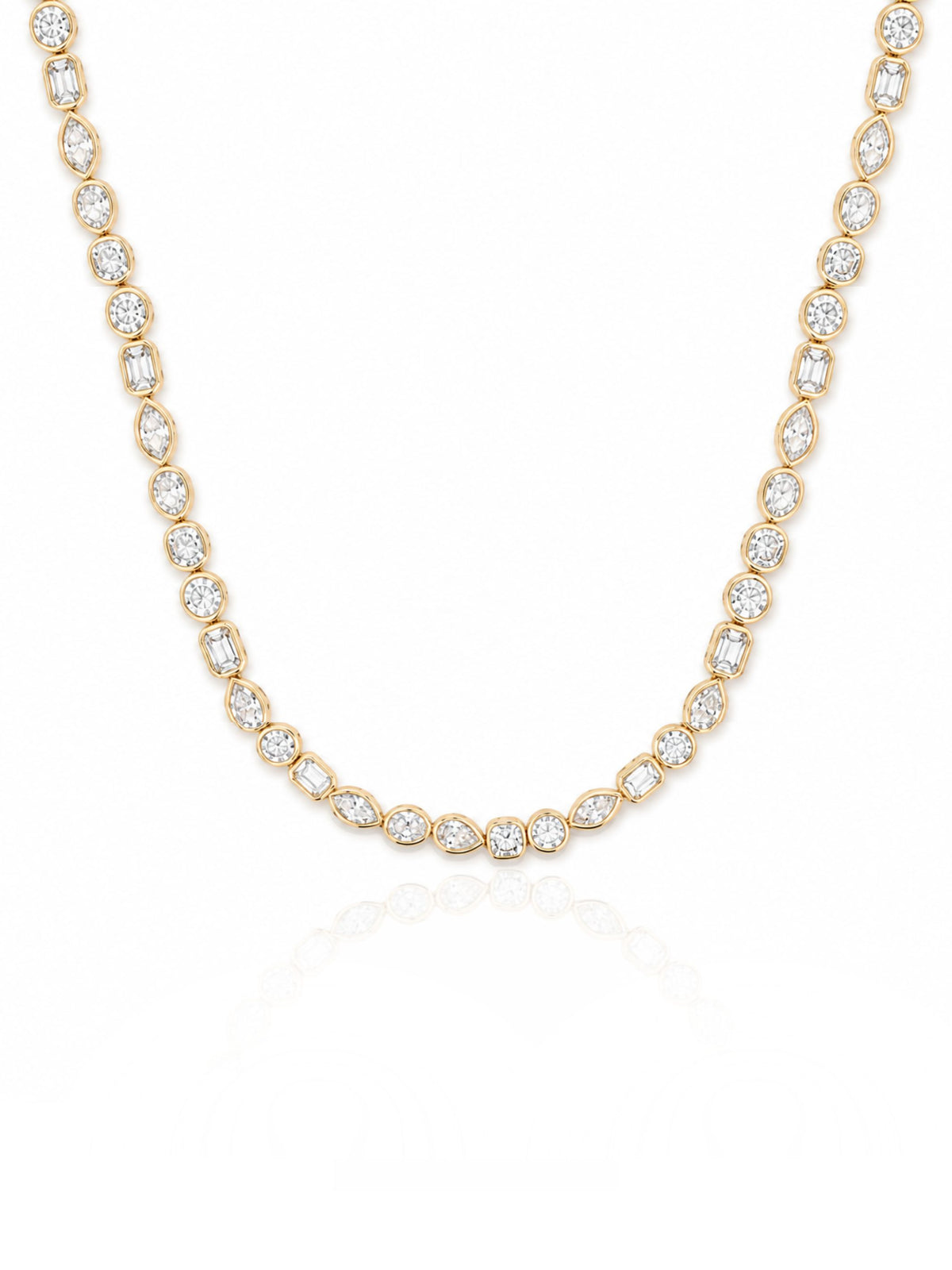 Multishape Bezel Lab Diamond Tennis Necklace 14K