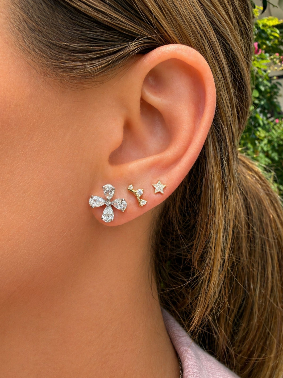 Juliette Flower Lab Diamond Stud Earrings 14K
