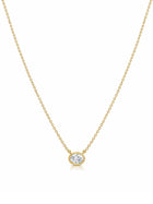 Oval Cut Diamond Bezel Pendant Necklace 14K
