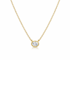 Oval Cut Diamond Bezel Pendant Necklace 14K