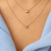 Oval Cut Diamond Bezel Pendant Necklace 14K