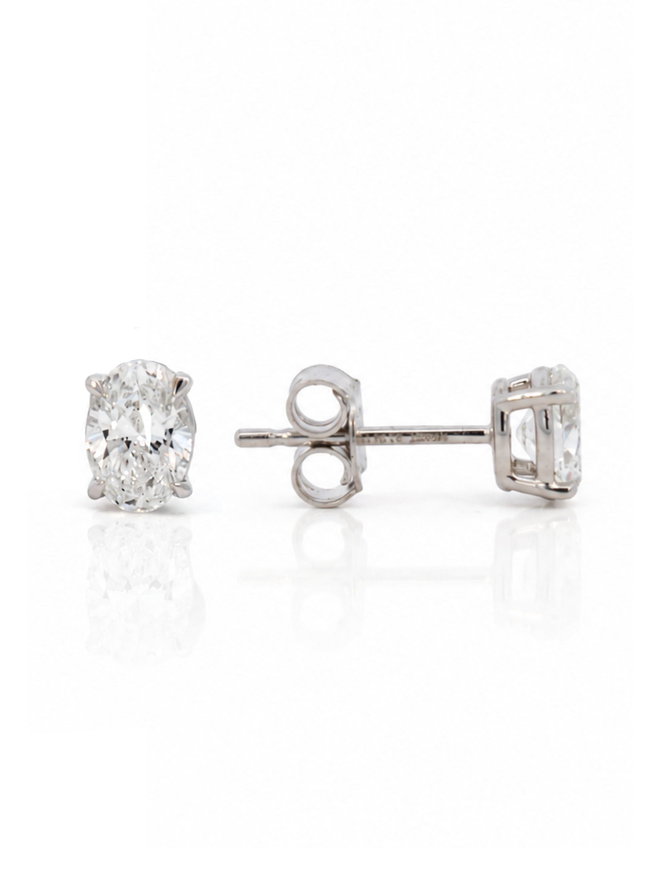 Oval Cut Lab Diamond Stud Earrings 14K