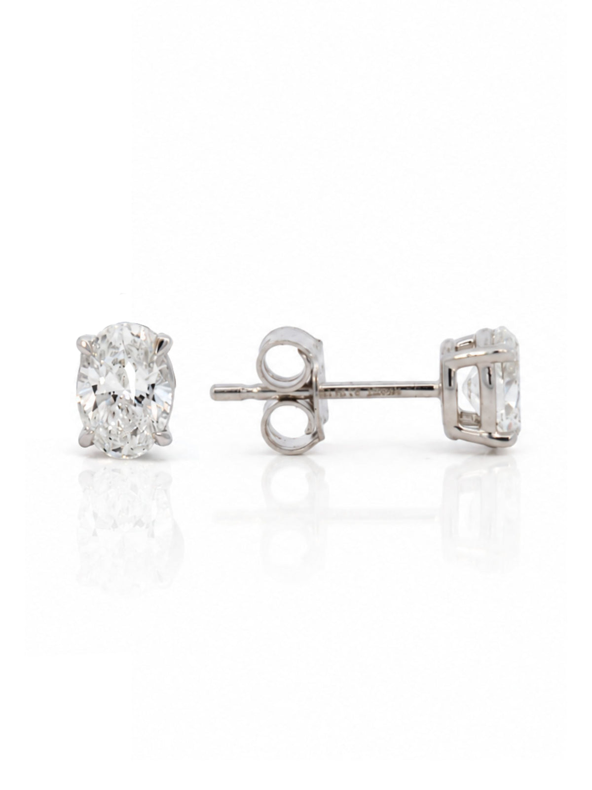 Oval Cut Lab Diamond Stud Earrings 14K