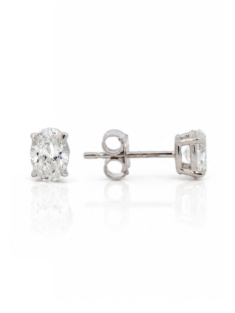 Oval Cut Lab Diamond Stud Earrings 14K