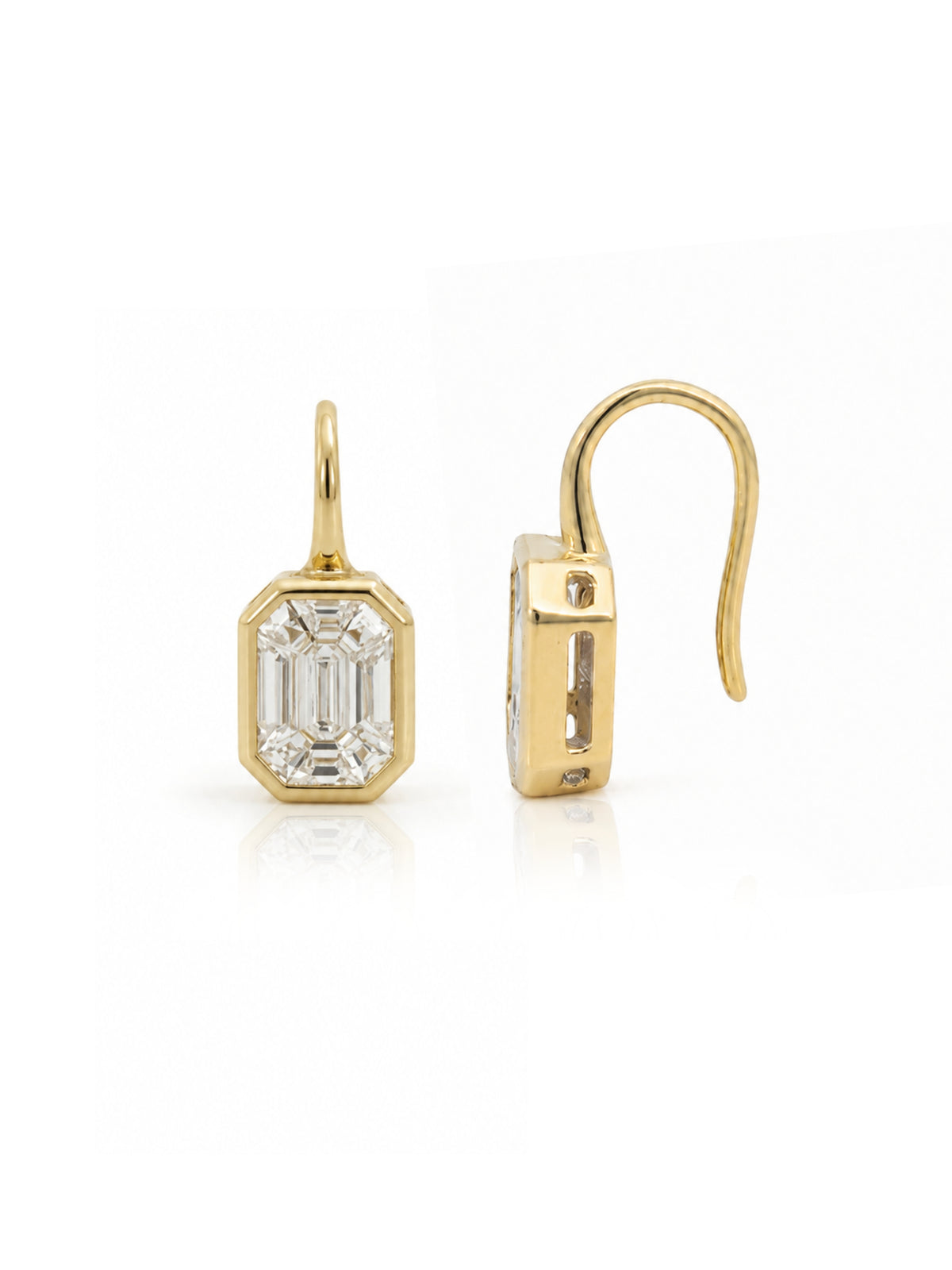 Paige Pie Cut Diamond Drop Huggie Earrings 14K