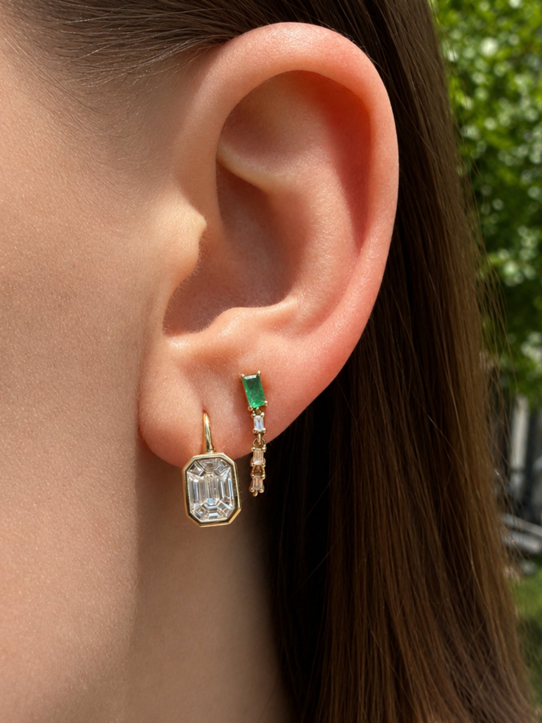 Paige Pie Cut Diamond Drop Huggie Earrings 14K