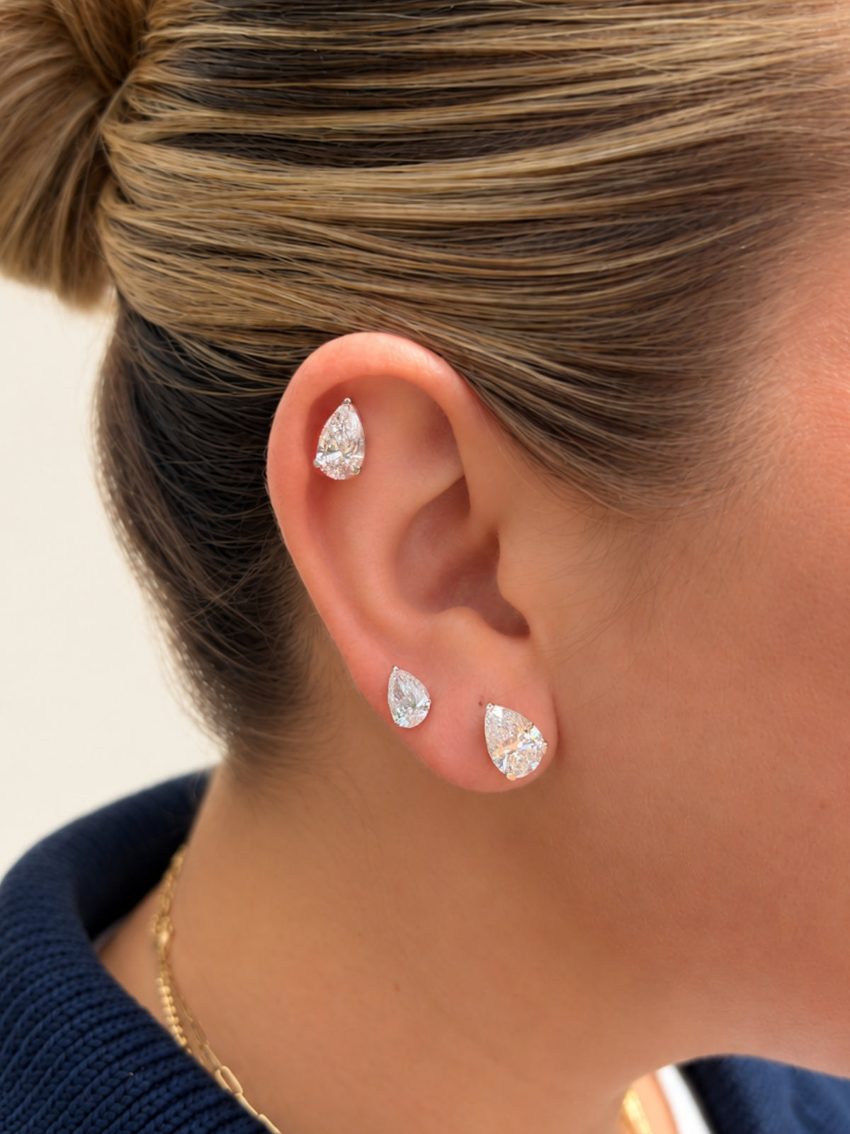 Paisley Pear Lab Diamond Stud 14K