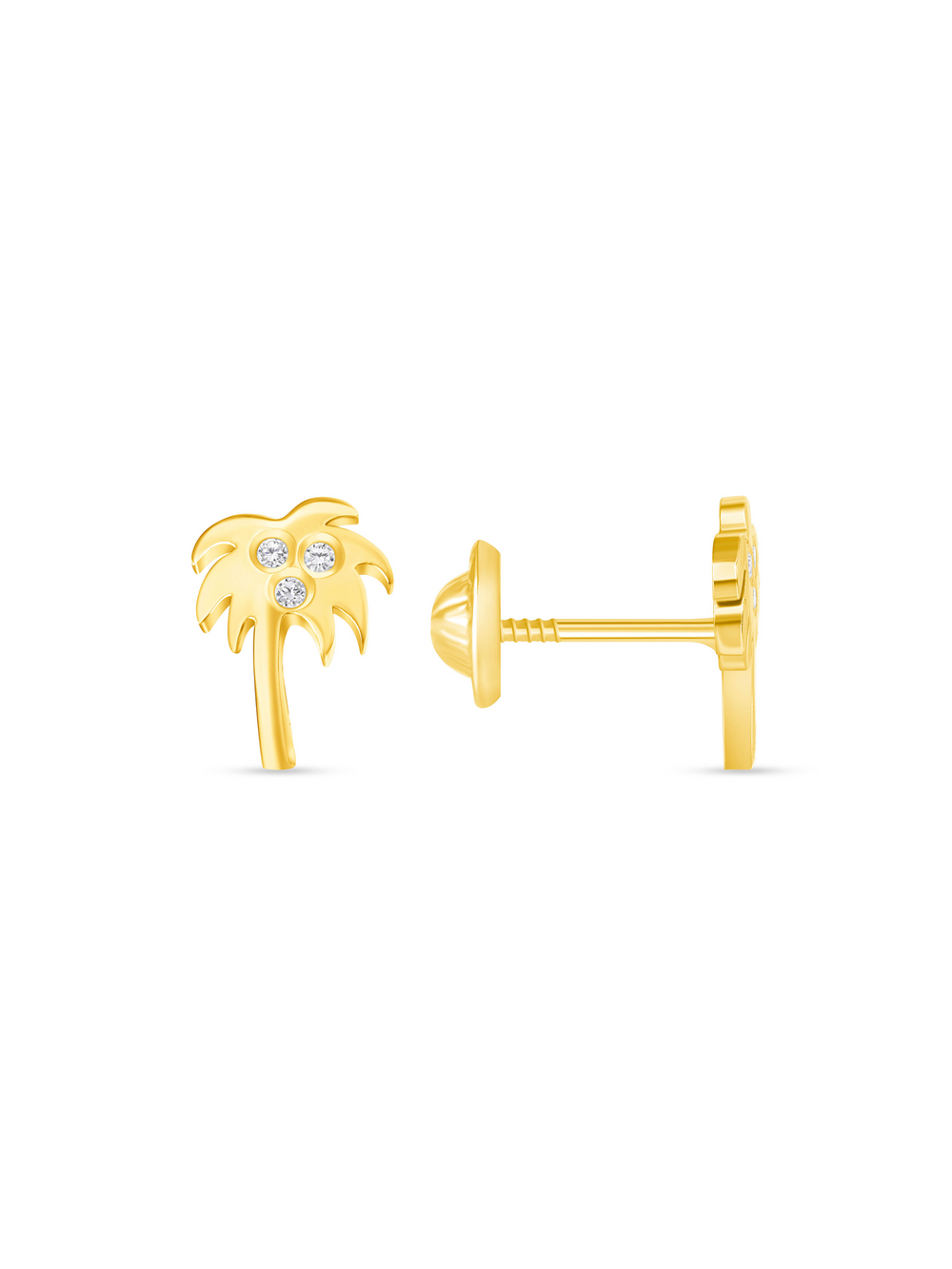 Gold Palm Tree 2024 Earrings, 14K Gold Earrings, Yellow Gold, Tiny Tree Stud Earrings, Solid Gold Exotic Studs, Minimal Earrings, Summer Earrings