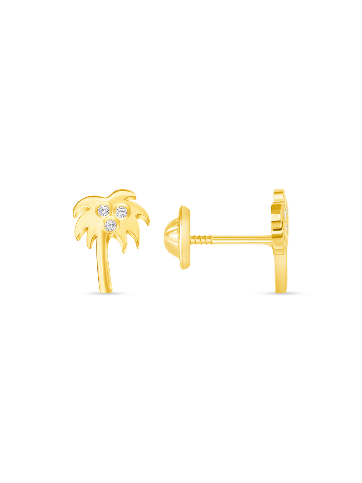 Kid Palm Tree Stud Earrings 14K
