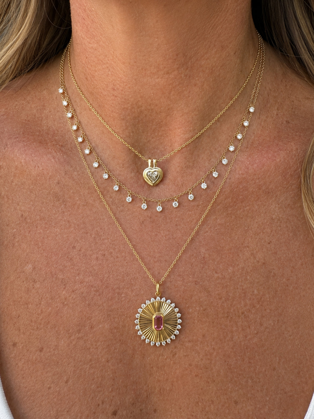 Paloma Pink Sapphire and Diamond Pendant Necklace 14K
