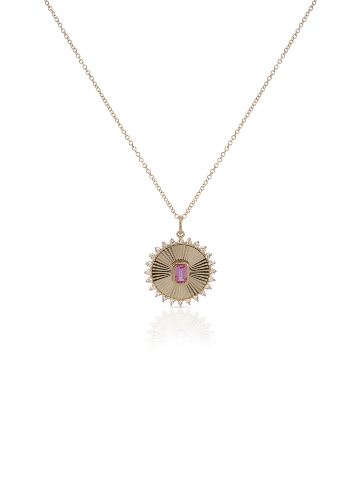Paloma Pink Sapphire and Diamond Pendant Necklace 14K