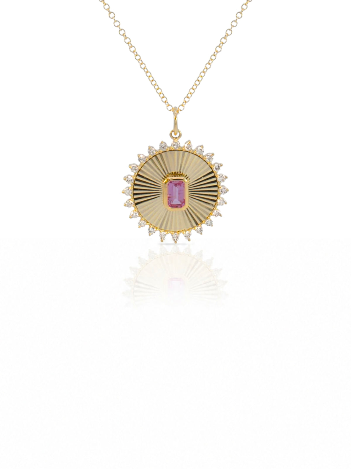 Paloma Pink Sapphire and Diamond Pendant Necklace 14K