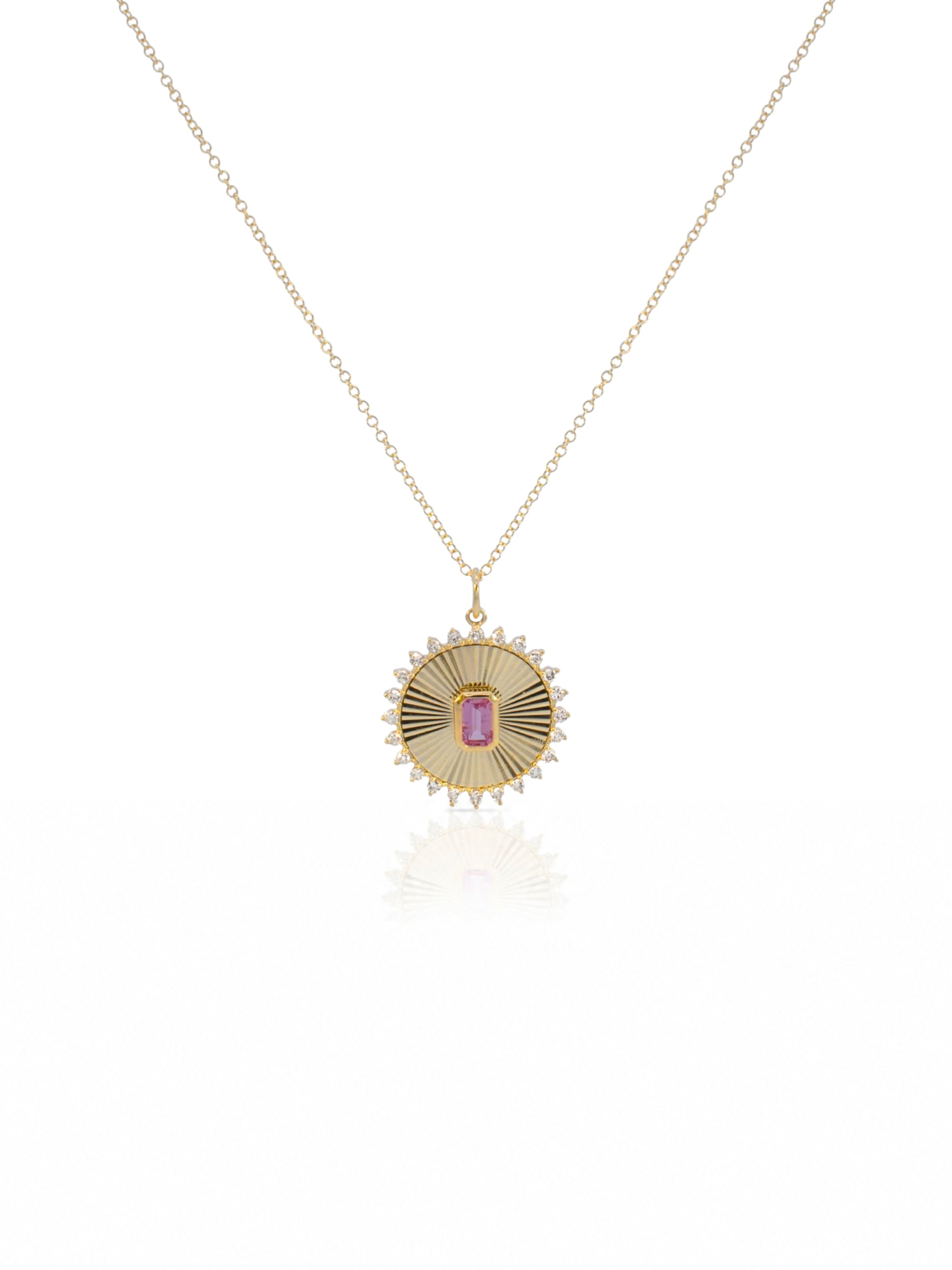 Paloma Pink Sapphire and Diamond Pendant Necklace 14K