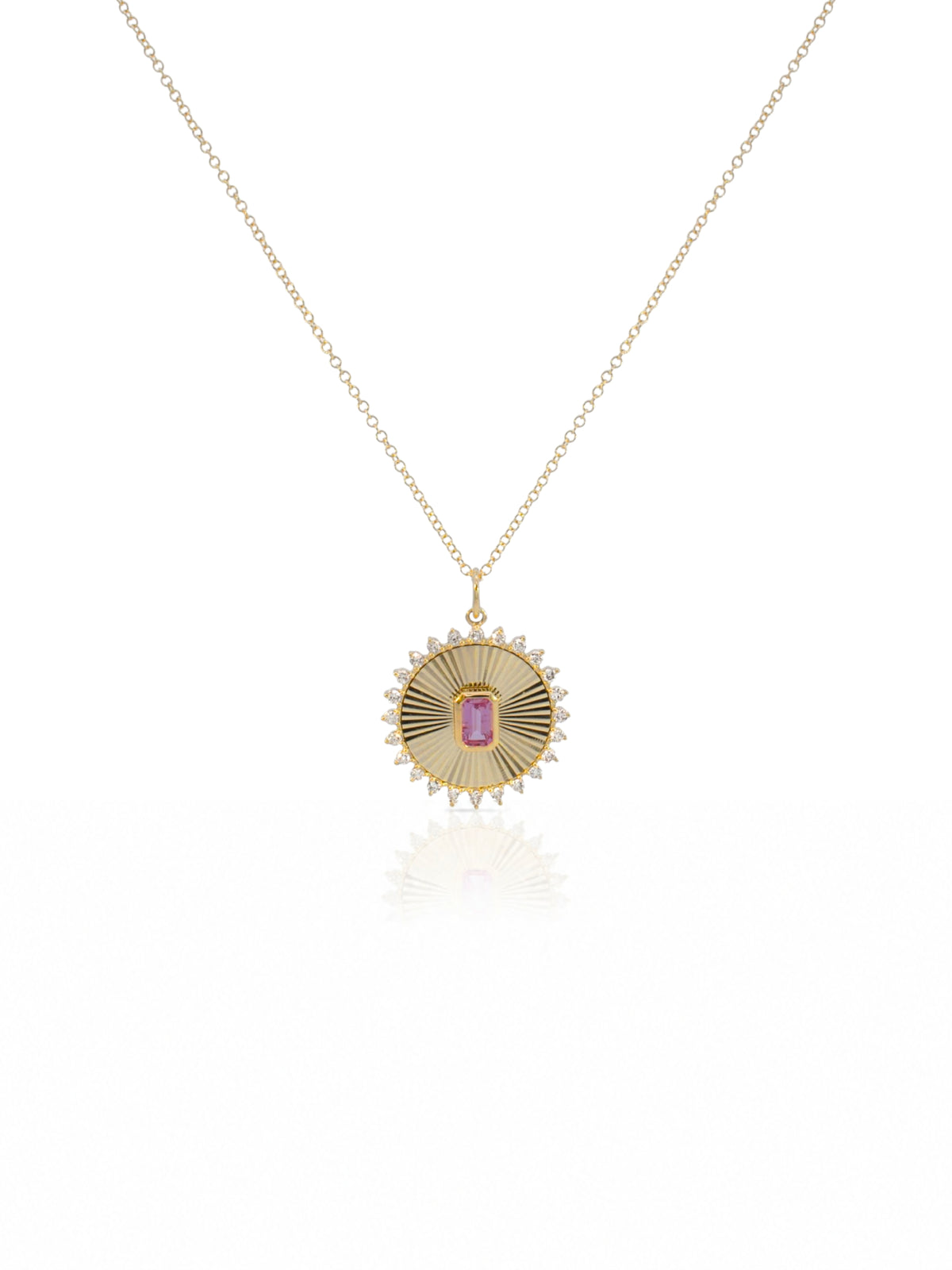 Paloma Pink Sapphire and Diamond Pendant Necklace 14K