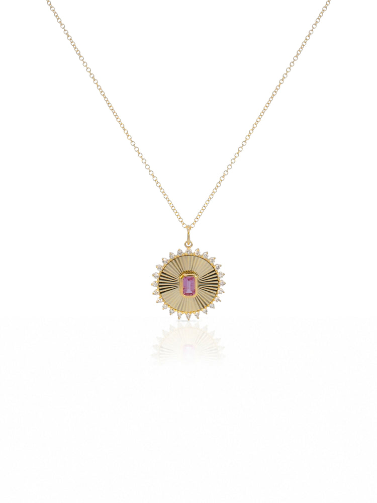 Paloma Pink Sapphire and Diamond Pendant Necklace 14K