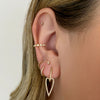 Paperclip and Diamond Heart Huggie Earrings 14K