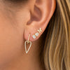 Paperclip and Diamond Heart Huggie Earrings 14K