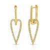 Paperclip and Diamond Heart Huggie Earrings 14K
