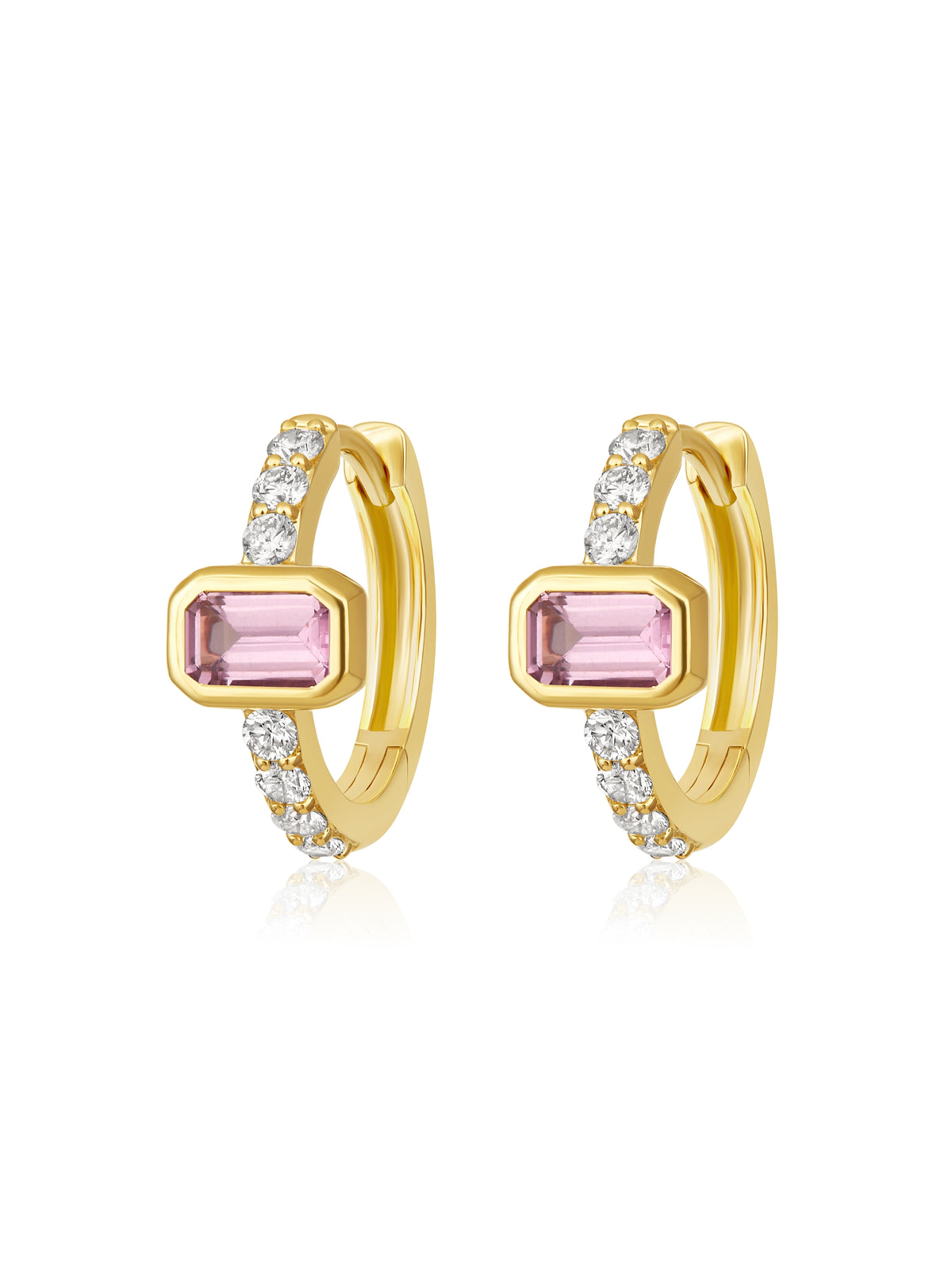 Parker Pink Sapphire & Diamond Huggie Earrings 14K
