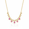 Pear Cut Pink Sapphire and Diamond Bezel Station Necklace 14K