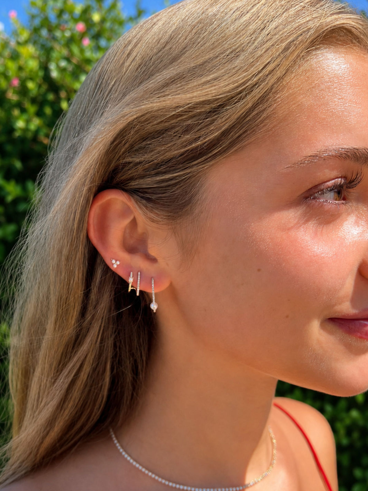 Trio Pearl Stud Earrings 14K