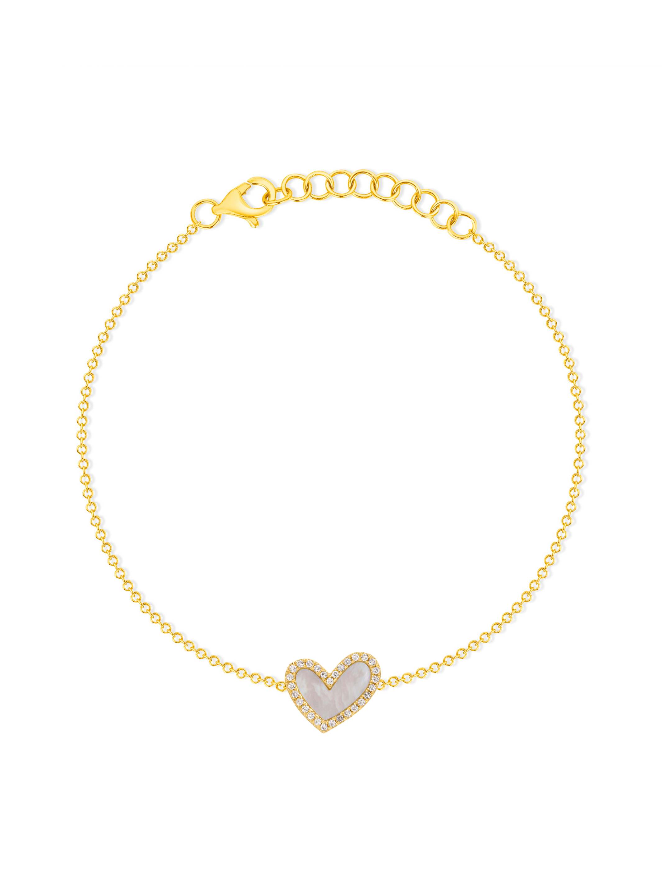 Hailey Heart Mother of Pearl Bracelet 14K