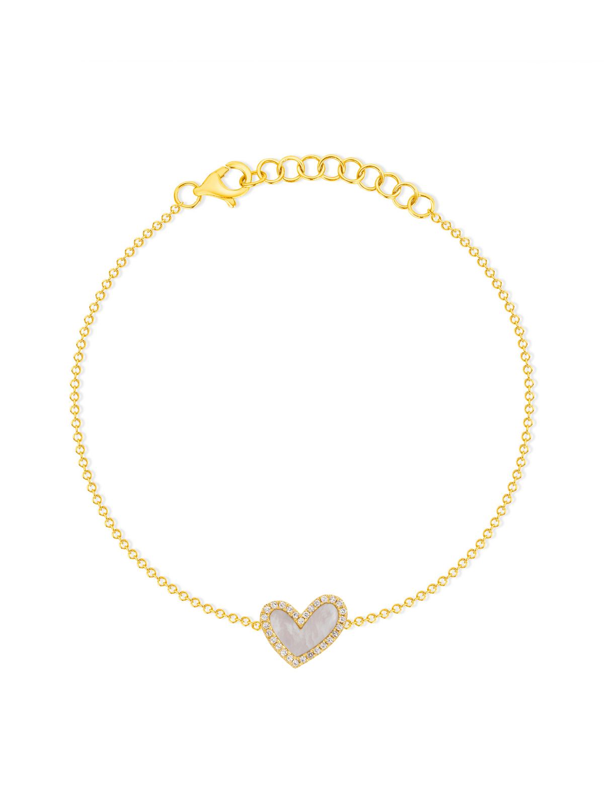 Hailey Heart Mother of Pearl Bracelet 14K
